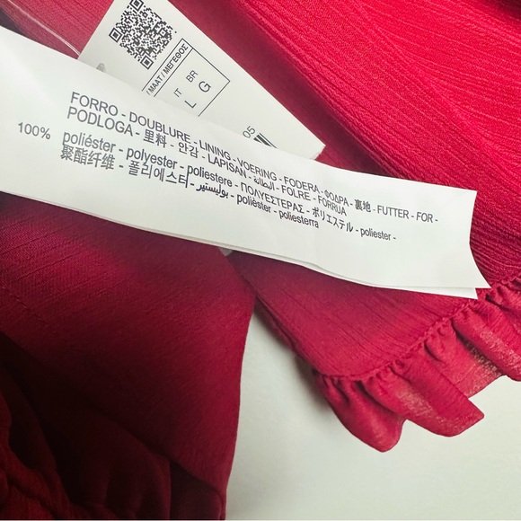 Zara Basic Red Wrap Ruffled Sleeve Blouse Size Large - Picture 9 of 9